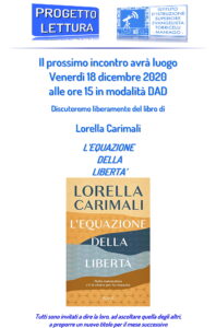 Manifesto Gruppo lettura - Lorella Calimali - L'equazione della libertà